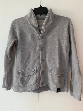 Cozy Grey Button-Front Women's Knit Jacket